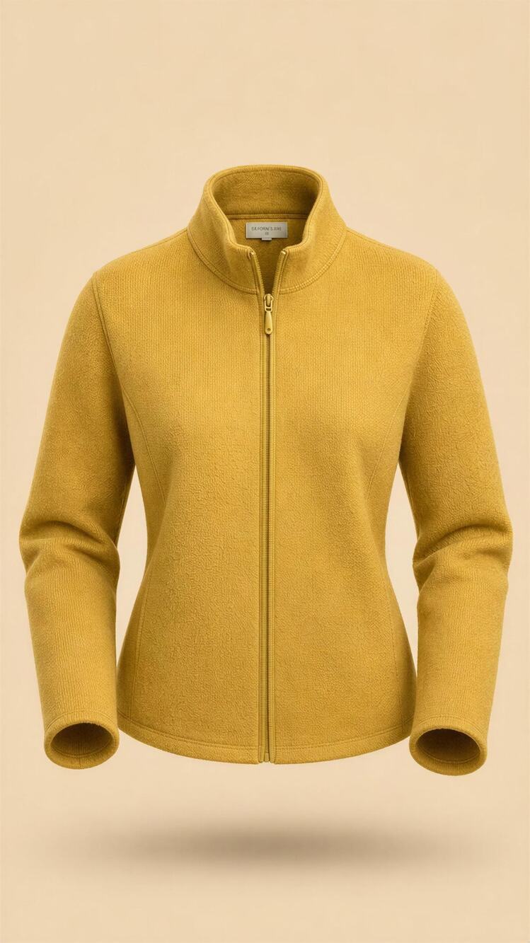 Eileen Fisher Jacket Womens Extra Small Yellow Full Zip Mock Neck 100% Wool